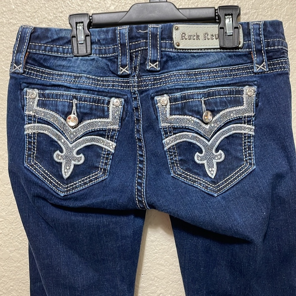 Women's Dark Blue Embellished Back Pocket Jeans
